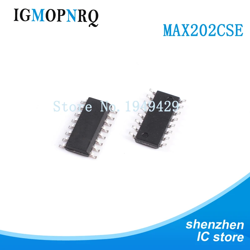 10pcs  MAX202CSE MAX202 CSE SOP-16 RS-232 Interface IC 5V RS-232 Tcvr w/0.1uF External Cap new