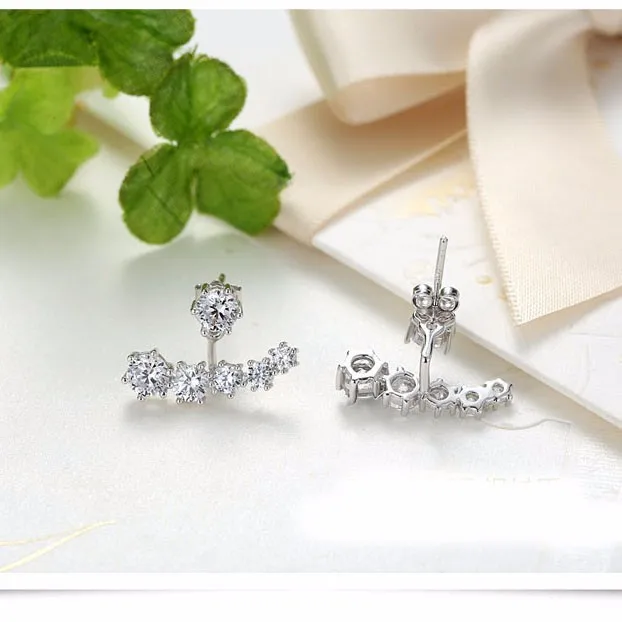 Fashion Style Fine Jewerly Stud Earrings For Women 925 Sterling Silver Needle Clear Cubic Zirconia Trendy Push back Earrings