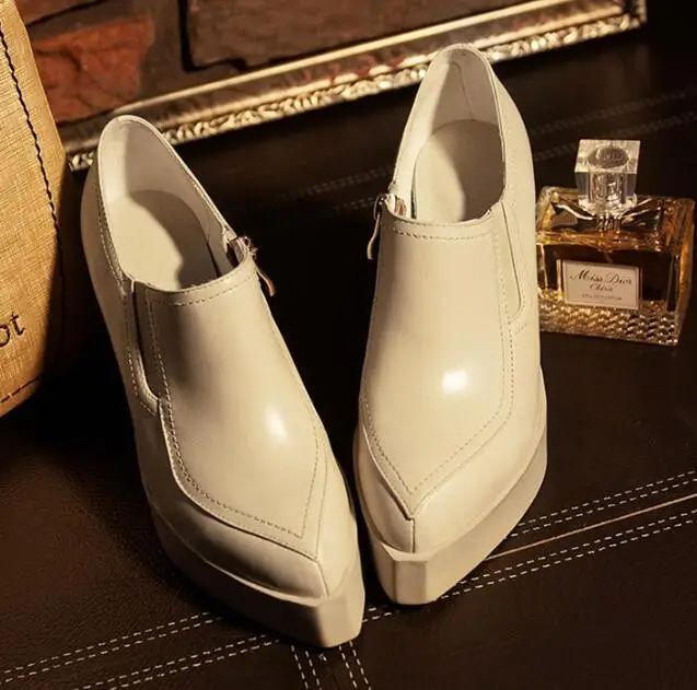 XGRAVITY 2027 Sexy Genuine Leather Lady High Heel Dress Wedges Design Pointed Toe Woman High Heels Ladies Platform Shoes A067