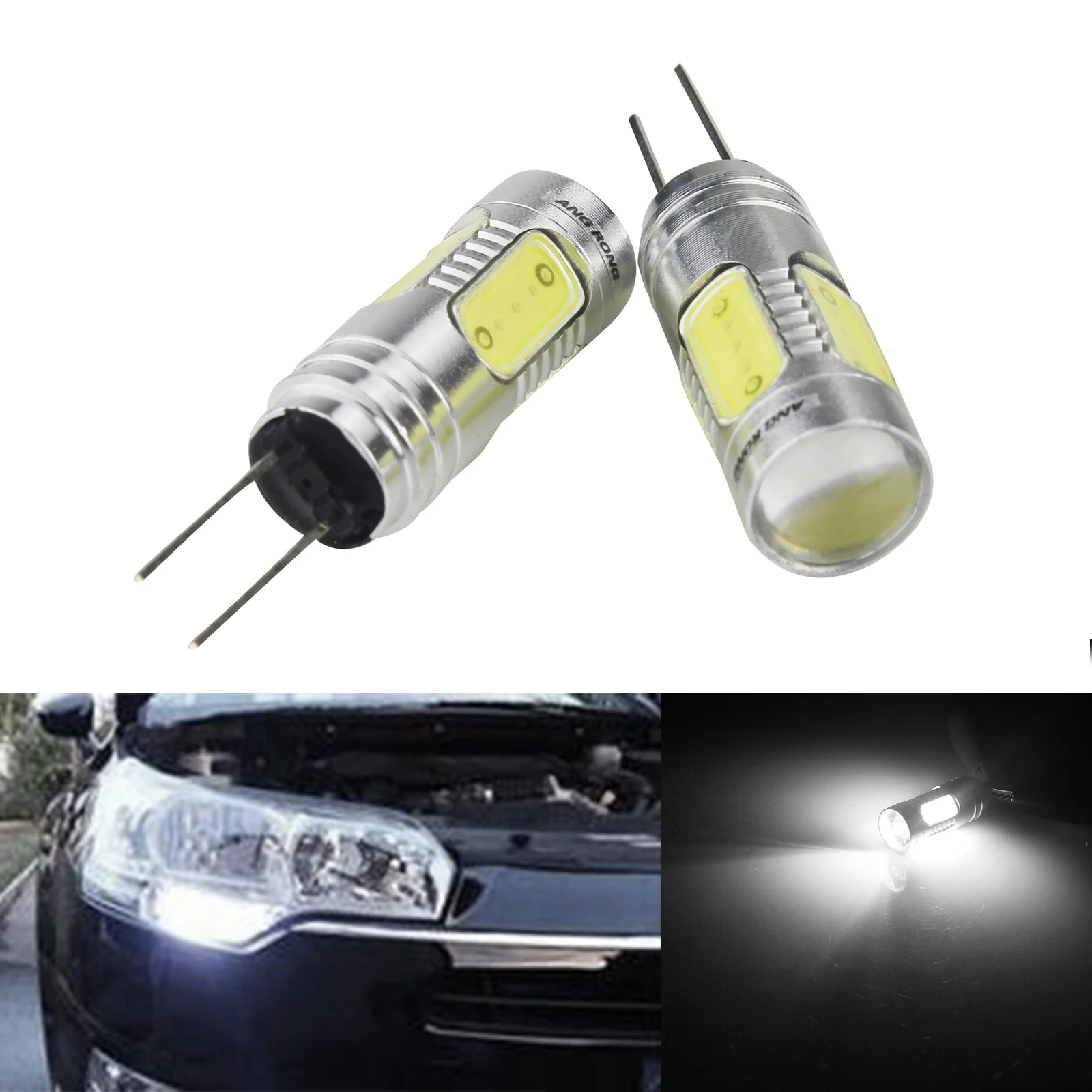 ANGRONG 2X HP24W G4 7.5W COB LED Daytime Running Light DRL Bulbs Canbus For Citron Peugeot