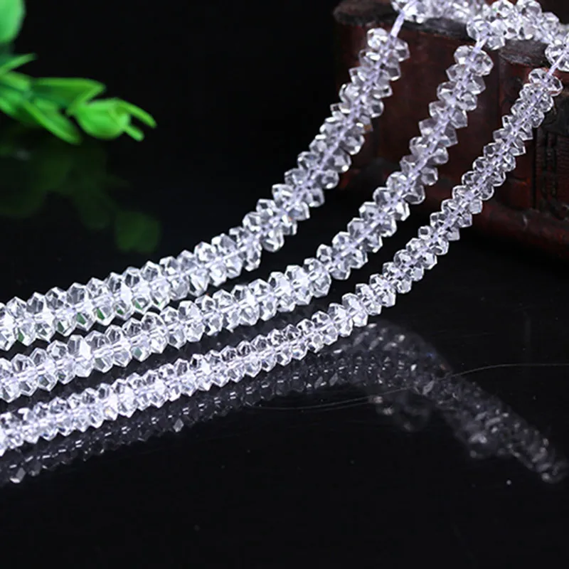 Natural Rock Quartz Beads Faceted Rondelle Spacer White Clear Crystal Loose Beads For Jewelry Making Beads Necklace Bracelet