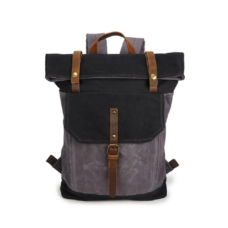 M230 Vintage Oil Wax Canvas Backpack Men Waterproof Travel Shoulder Bag 2019 High Quality Fashion Student Laptop Male Backpack