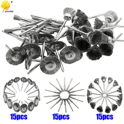 45pcs mini spazzole rotanti in acciaio inossidabile spazzola metallica spazzole metalliche piccole set di accessori per mini utensili rotanti dremel