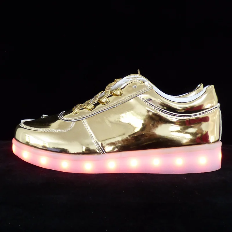 7ipupas novas crianças led tênis de carregamento usb crianças led luminosa sapatos de ouro meninos meninas colorido piscando luzes acima das sapatilhas