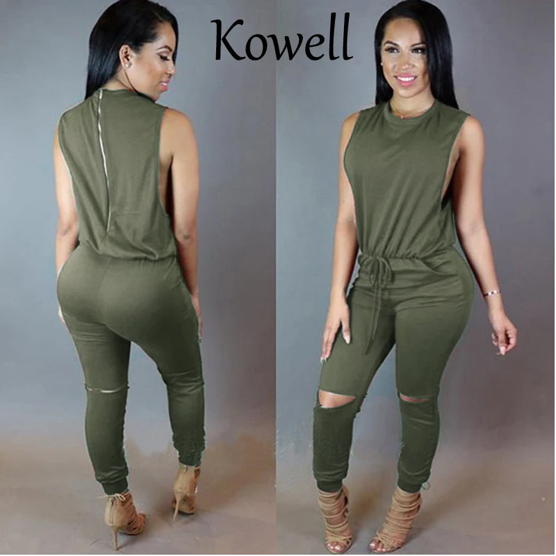 Kowell-monos sexys de moda para mujer, petos sin mangas con cordón ahuecado, monos sexys, monos de verano, 2019