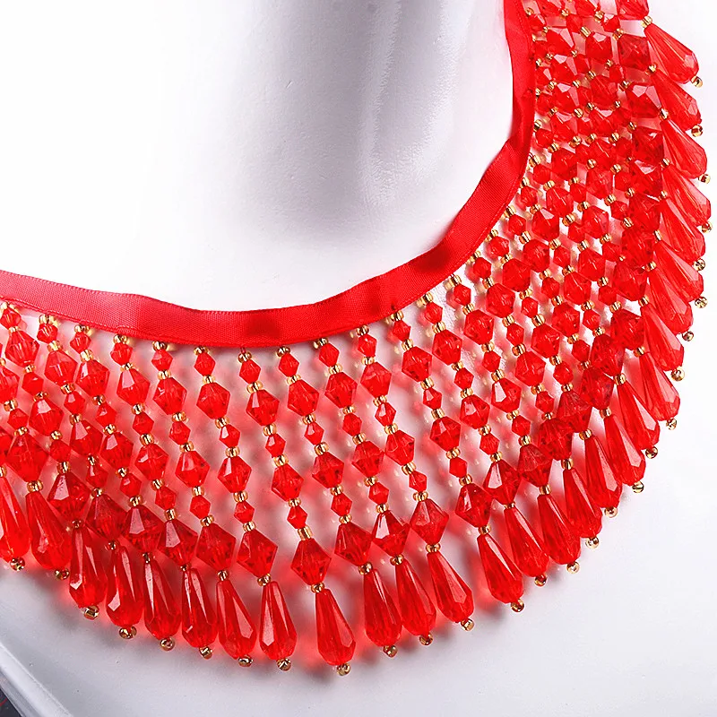 1 ярд богемный стиль Дизайнерская Женская мода очаровательные ювелирные изделия Siam Хрустальная бусина ручной работы Длинная кисточка кружевная подвеска Украшение для одежды