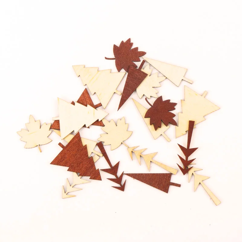 Natural Tree Pattern Wooden Scrapbooking Collection Craft for Handmade Accessory Sewing Home Decoration 25-40mm 10pcs