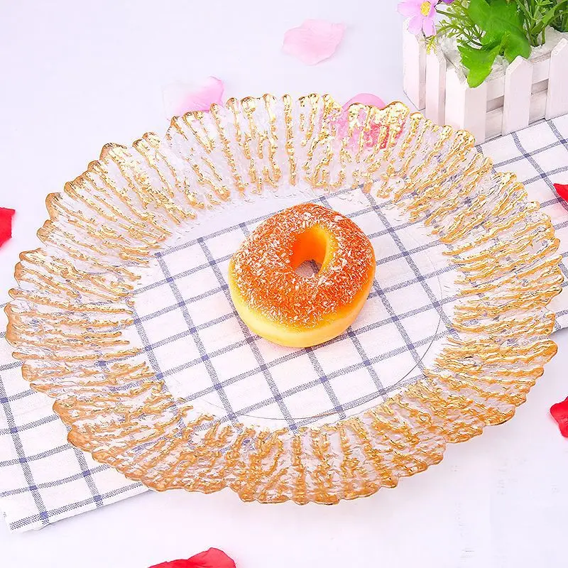 33cm plates glass fruit plates gold plates