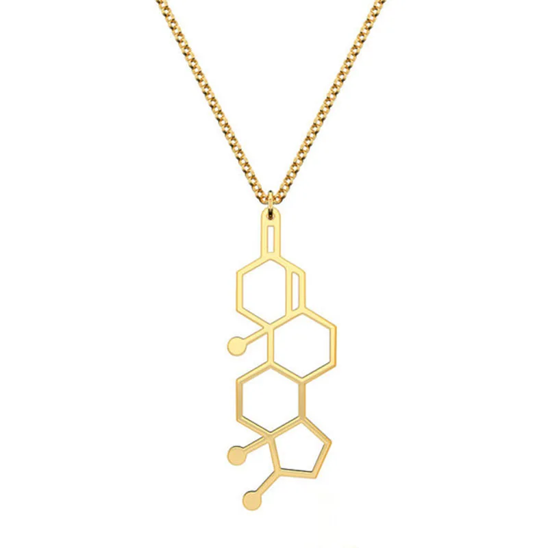 Testosterone Molecule Necklace Male Sex Hormone Chemical Structure Charm Pendant