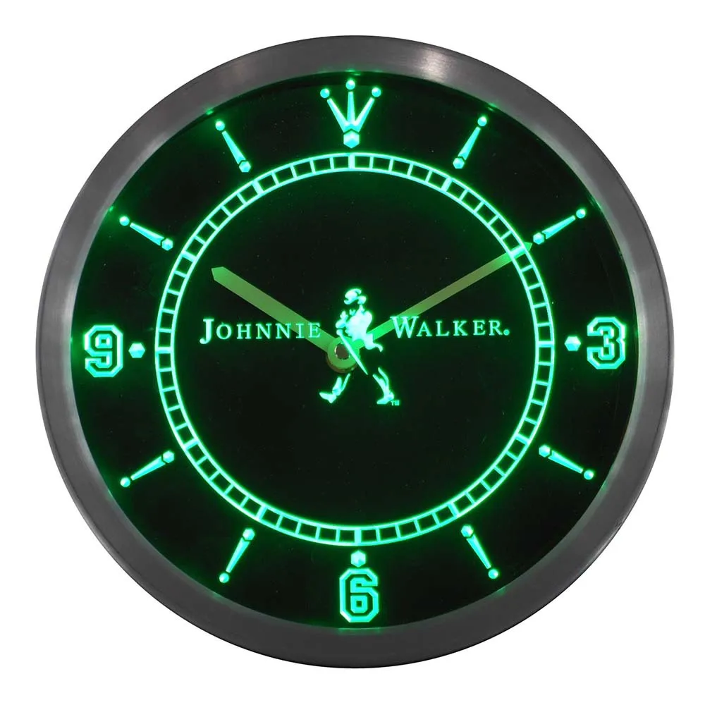 nc0102 Johnnie Walker Whiskey Wine Bar Neon Light Signs LED Wall Clock