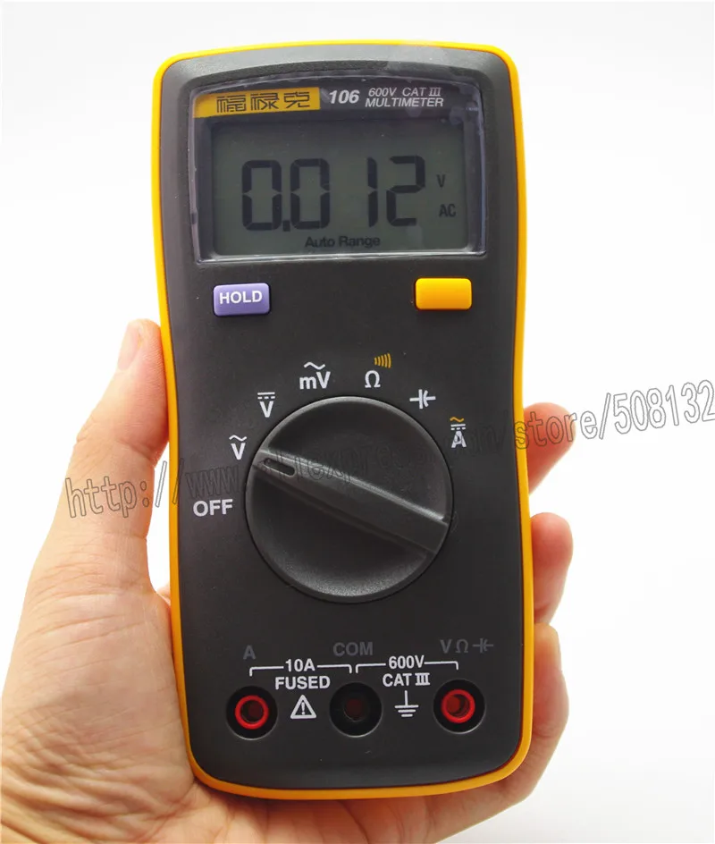 جهاز قياس رقمي متعدد المدى تلقائي محمول باليد من فلوك 106، تيار متردد/تيار مستمر، مقياس DMM صغير يمكن حمله بسهولة