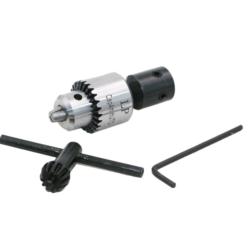 4Pcs High-Carbon Steel Miniature Motor Drill Chuck Clamping 0.3mm-4mm With Drill Chuck 5MM Clamp Connection Shaft And Wrench