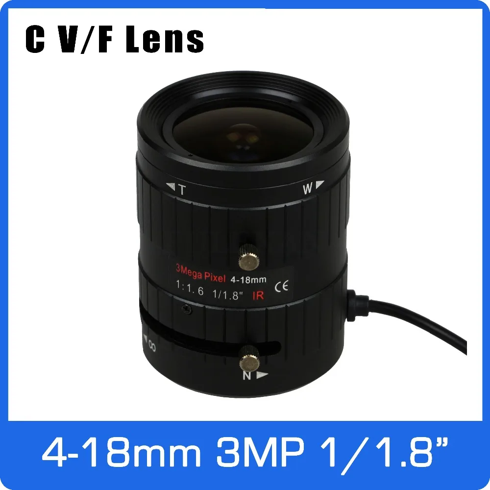 

3Megapixel DC AUTO IRIS Varifocal CCTV Lens 1/1.8 inch 4-18mm C Mount For SONY IMX185 1080P Box Camera IP Camera Free Shipping
