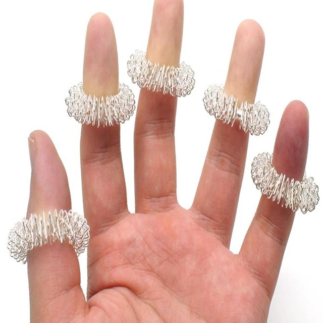 50pcs/lot Free Shipping Silver & gold Finger Massage Ring Elastic Finger Acupuncture Massager Circle Body Massage Health Care