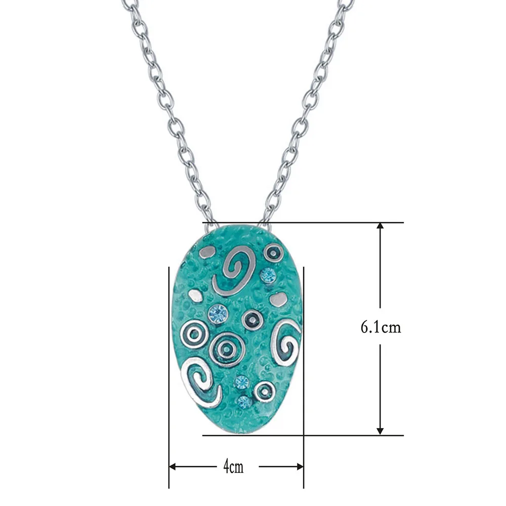 Enamel Retro Style Necklace Zinc Alloy Trendy Pendant Antique Silver Plated