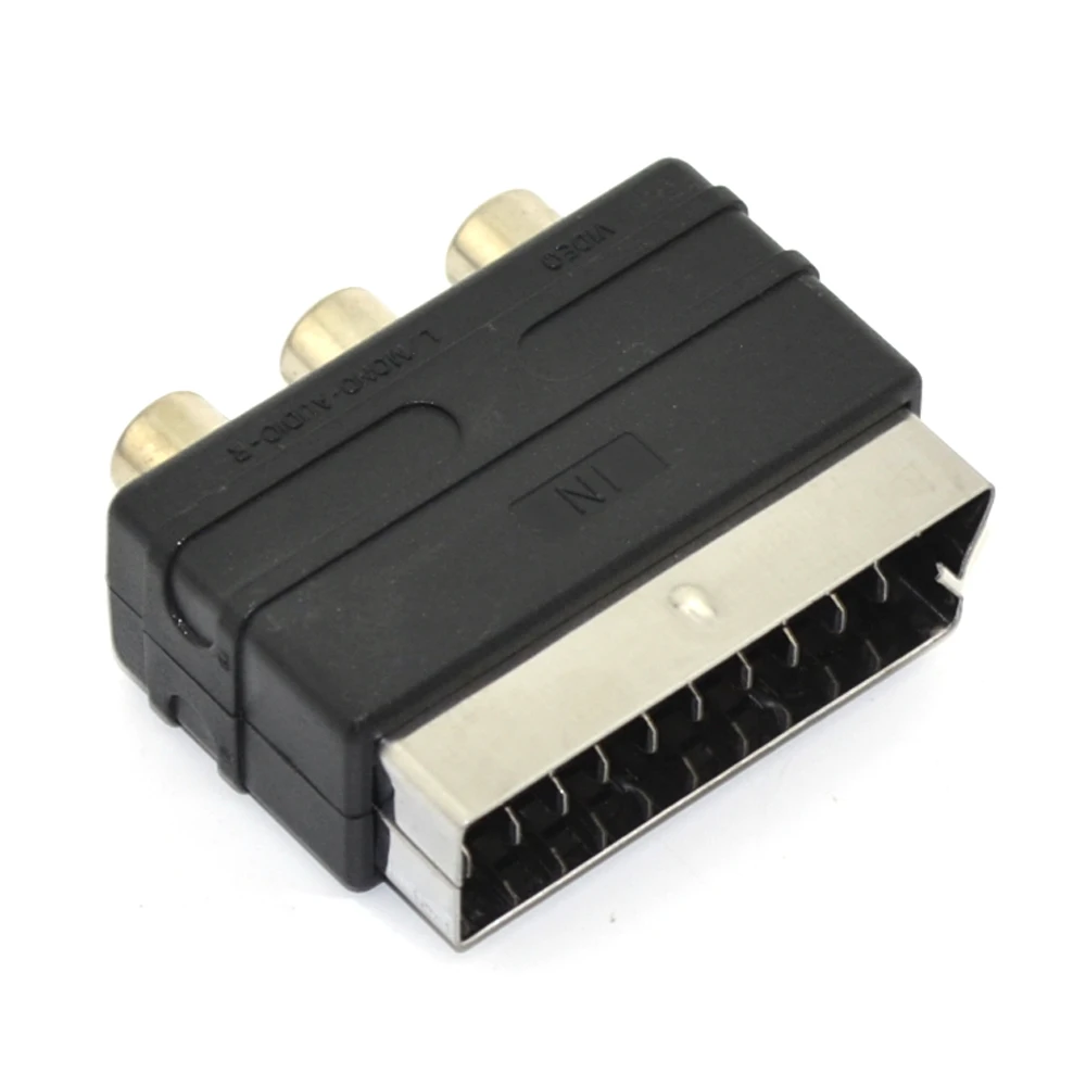 High quality Scart Male Plug to 3RCA Phono Female AV TV Audio Video Adapter Input for PS4 for WII DVD VCR