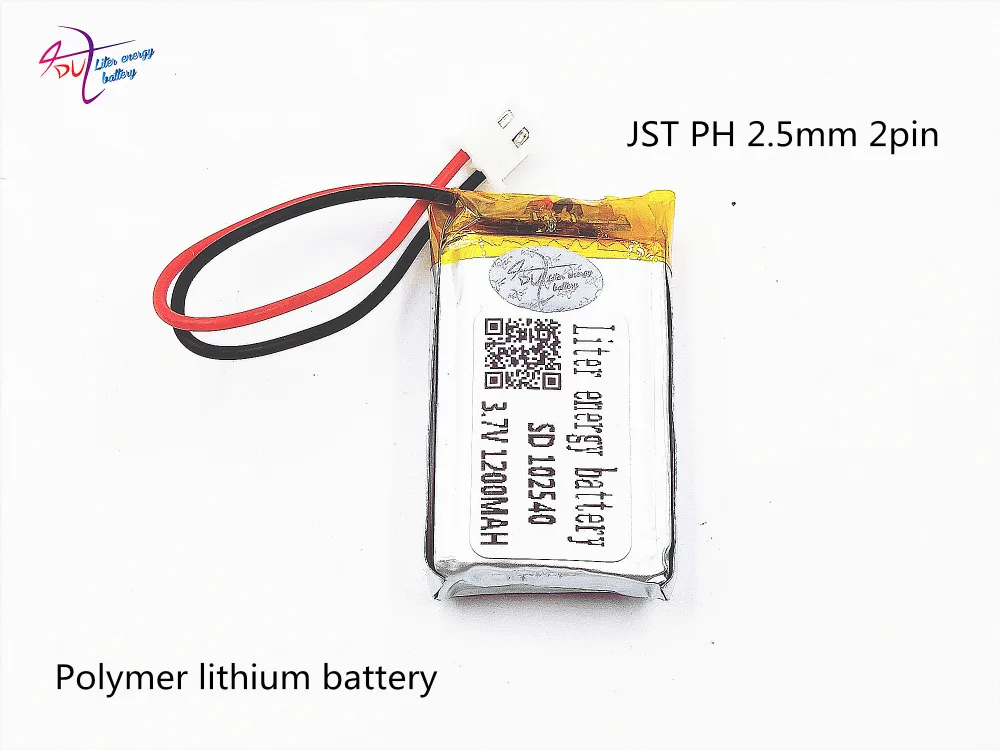 XHR-2P 2.54 3.7V 1200mAh lithium polymer battery 502540*2 102540  electronic dog story machine recorder