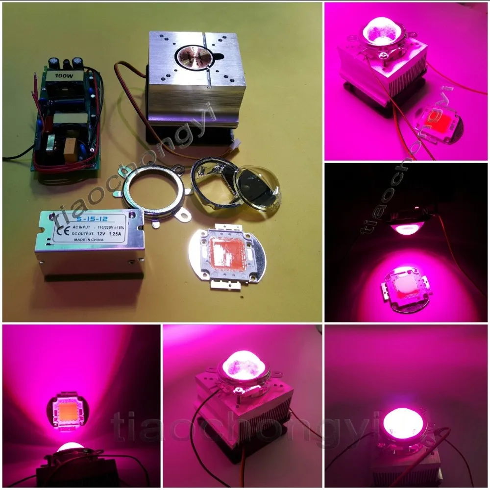 

100W DIY led grow light 380-840nm kit,chip+driver+heatsink fan +60Degree lens