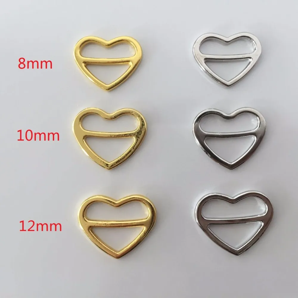 80 pcs / lot Zinc alloy bra sliders heart shape lingerie strap adjusters swimwear accessory