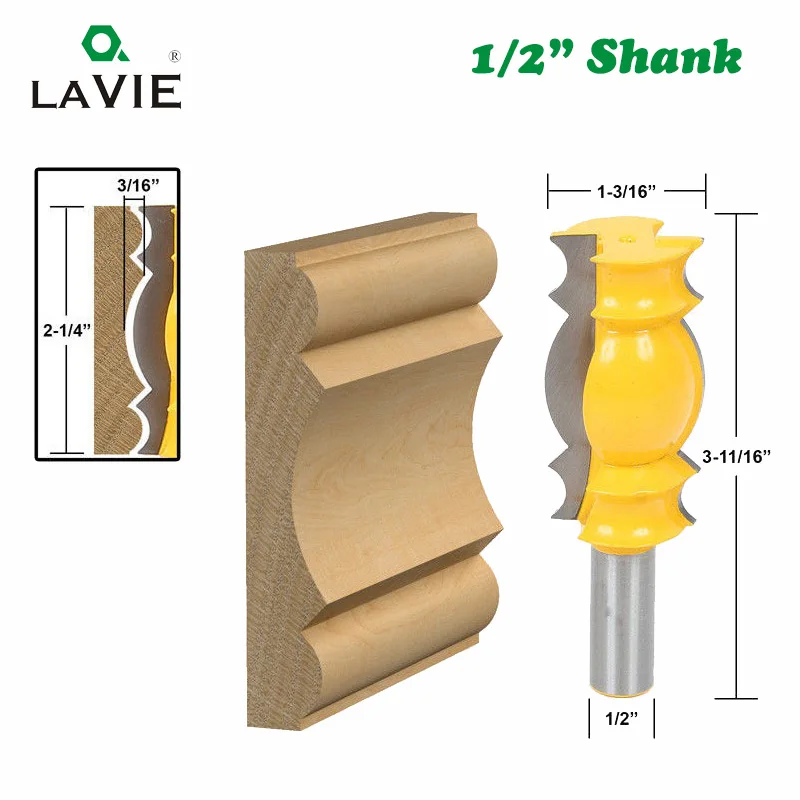 LAVIE 1pc 12 MILLIMETRI 1/2 Pollici Gambo Grande Linea di Coltello Corona Stampaggio Router Bit Tenon Cutter Per Legno Lavorazione Del Legno fresa