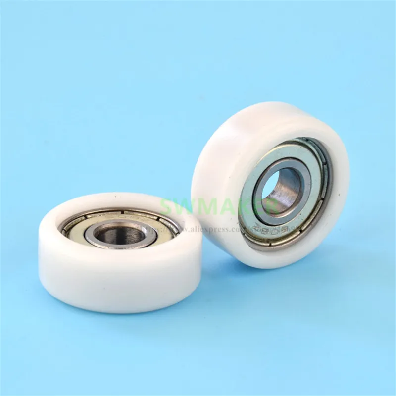 SWMAKER 1pcs 8*27*11mm flat wheel, 608ZZ plastic bearing pulley, POM engineering plastic nylon roller for drawer showcase