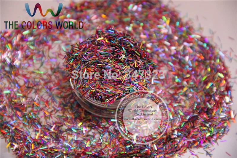 BL303-34 Mix 3 MM Laser Holographic Color Glitter Strand STRIP  shape Glitter for Nail Art   and DIY supplies