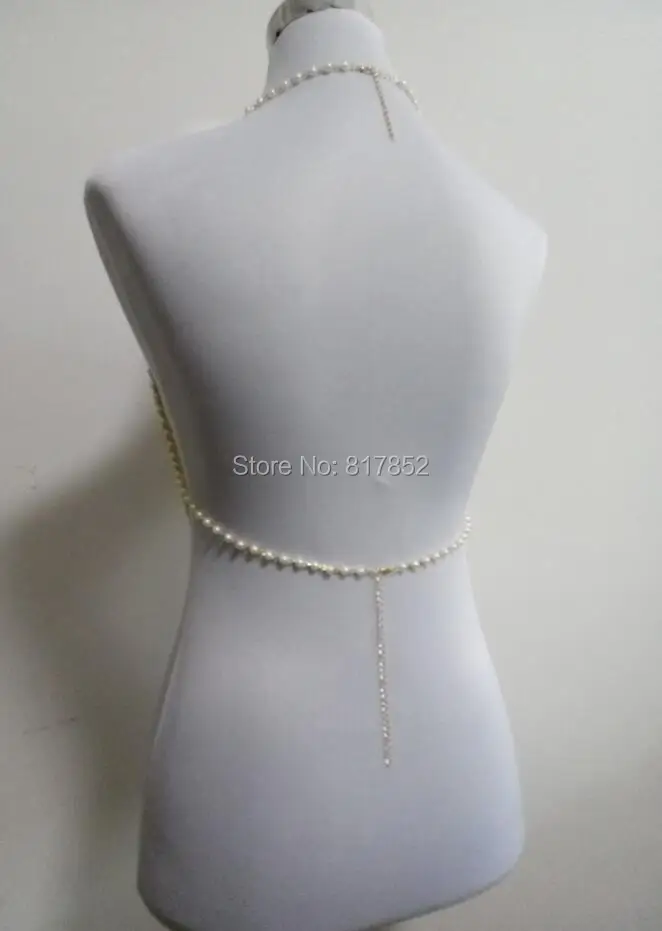 NEW STYLE FASHION WOMEN WHITE IMITATION PEARLS BEADS BRA Chains JEWELRY 2 COLORS  WRB12