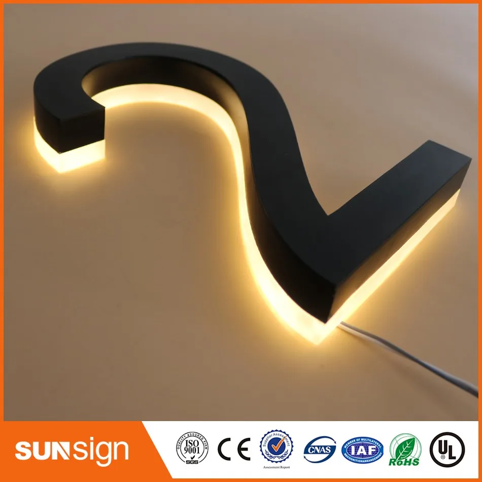 H 25cm Factory Outlet back lit Stainless steel LED Home number,back faces with warm white led light backlit letters