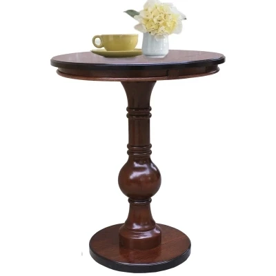 American Style Solid Wood Side Round Table, Simple Small Table, Phone Table, Sofa Side Table