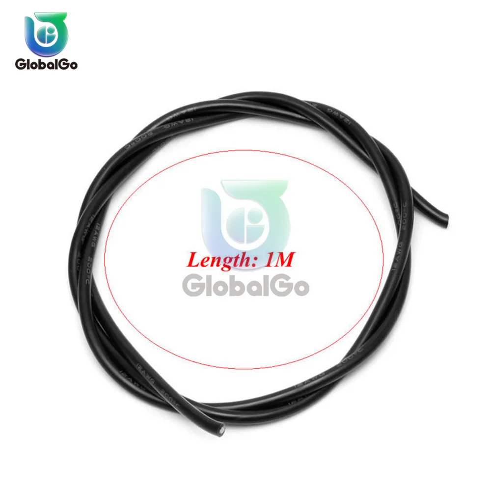 2pcs 16AWG Silicon Wire Heatproof Soft Silicone Silica Gel Wire Cable 1 Meter Black +1 Meter Red
