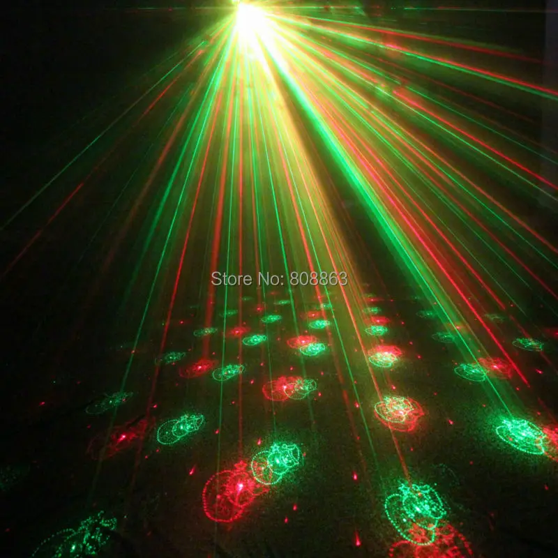 Mini DJ Effect Light R&G Remote 6 Patterns Laser Projector Bar Coffee Shop Dance Disco Party Christmas Xmas Show Tripod R6D4