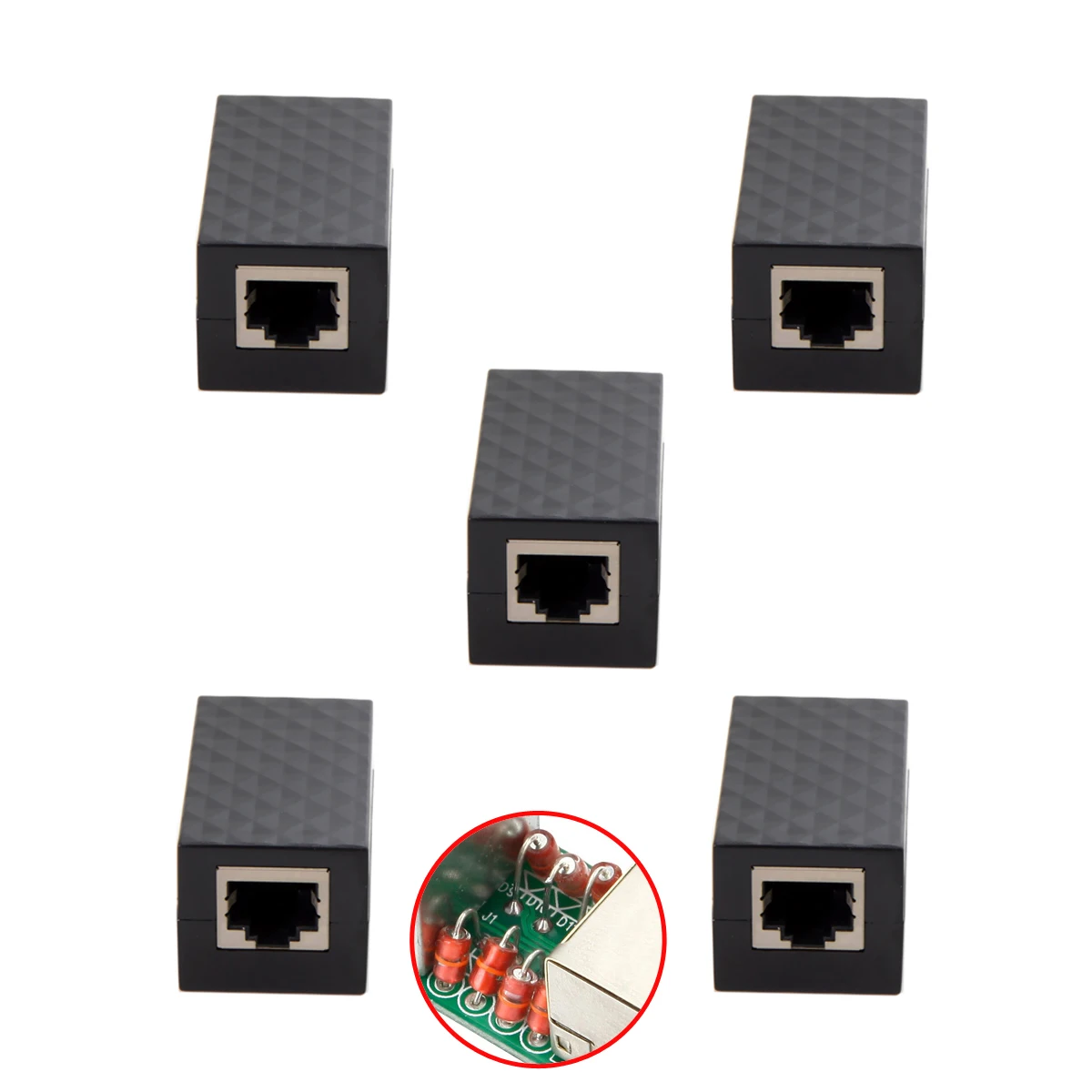 

CY 5pcs/lot Lightning Protection RJ45 UTP STP CAT6 CAT5e Female to Female Network Lan Adapter Extender