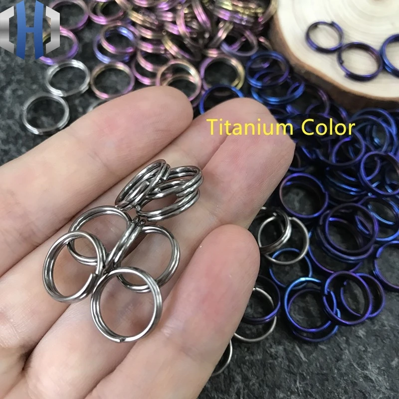 5pcs Titanium Alloy Small Key Ring Hanging Flashlight Hanging Gadget Multi-purpose Small Circle Pure Titanium Outdoor Key Ring