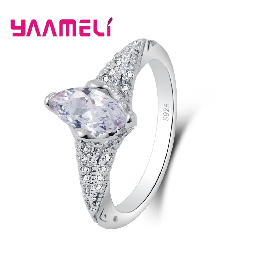 New Arrival Top Quality Women Ring 925 Sterling Silver Jewelry Pave Long and Narrow Cerstal Stone Wonderful Love Gift