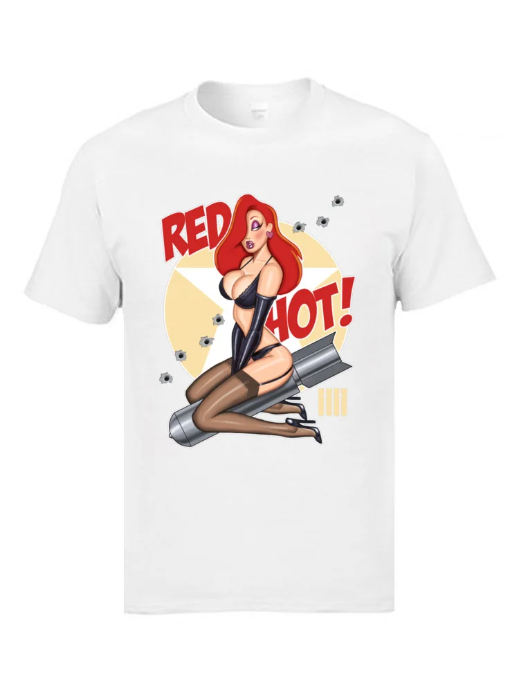 Pin Up Sexy Boom T Shirts Red Hot Bomb Weapon Print Adult Tops T Shirt Oversized Sex Warrior Funny Design T-Shirts Top Quality