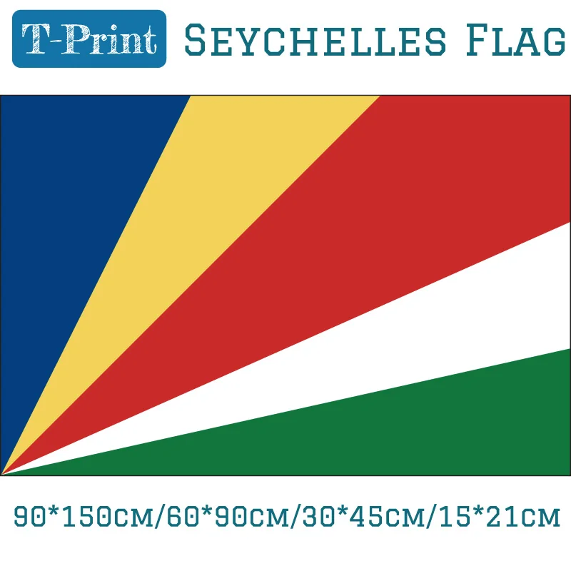 Bandera Nacional de la República de las islas Seychelles, 90x150cm/60x90cm/15x21cm para decoración del hogar, Bandera de coche del Día Nacional