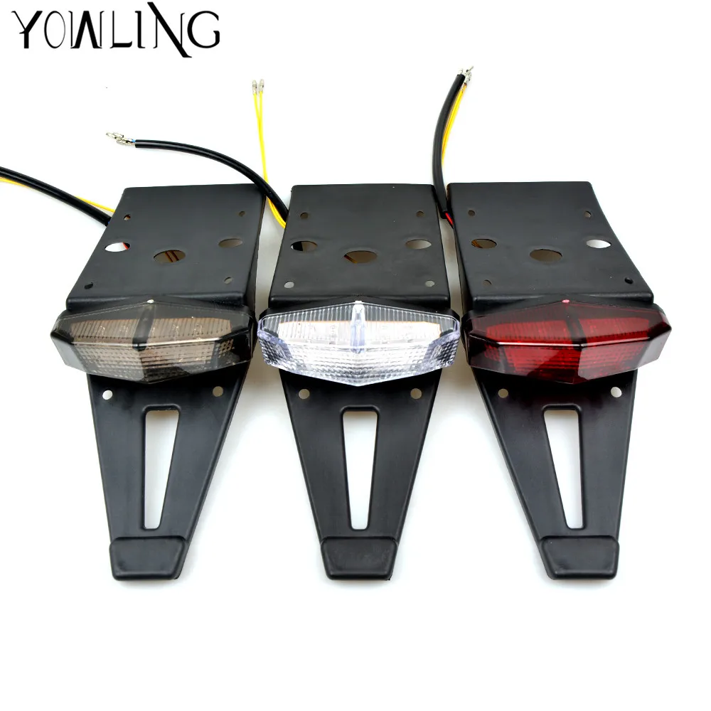 Universele Motorfiets Achterlichten Trial Bike Achterspatbord Achterlichten Led Brake Stop Licht Rood Cafe Racer Achterlicht Lampen 12V-15V