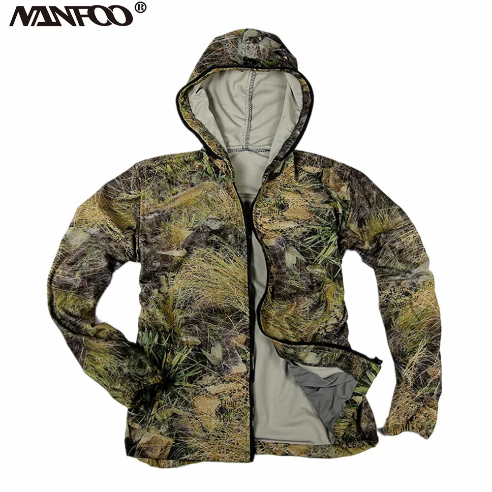 Spring Water Grass Boinic Camouflage Mosquito proof Fishing Hoodies Sun Protection Breathable Sweat Absorption Fishing Suit