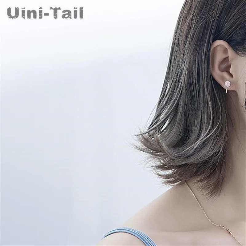 Uini-Tail hot new 925 Tibetan silver literary pink lollipop earrings sweet little fresh cute girl candy trend ear jewelry ED269