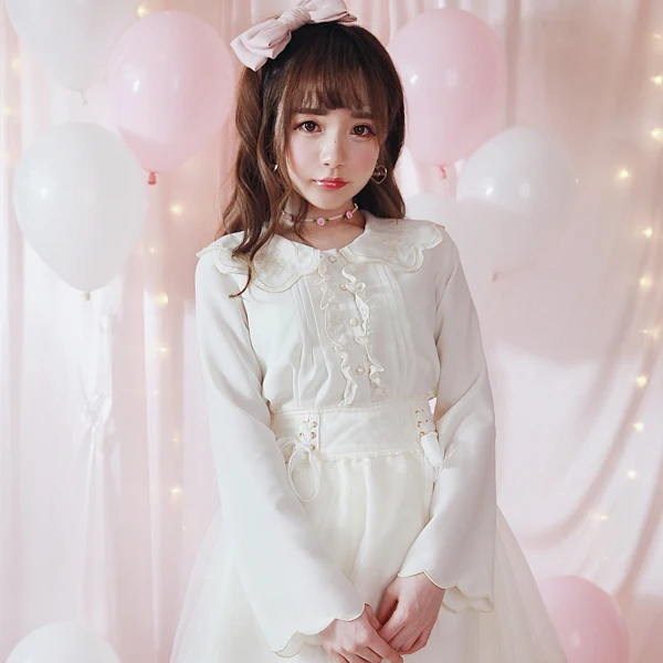 

Princess sweet lolita shirt Bobon21 exclusive design meteor embroidered ultra flower petals sleeve doll collar shirt T1333