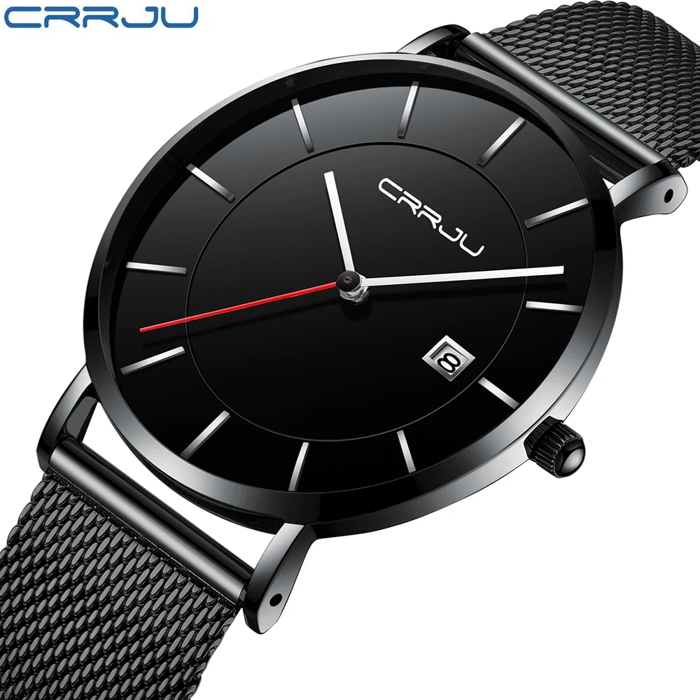 

Relogio Masculino Crrju Fashion Mens Watches Top Brand Luxury Business Waterproof Quartz Clock Full Steel Ultra thin Sport Watch