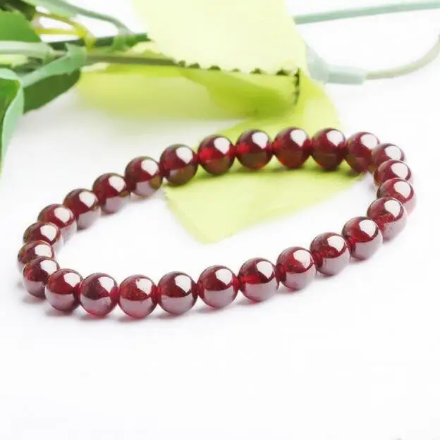 100% Natural AA Grade Garnet Bracelet Men Women,Charming 8~9mm Wine Red Bead Bracelets for Women Men Jewelry Brazaletes Pulseras