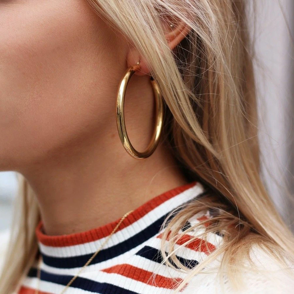 Fashion Bohemia Vintage Simple Gold-plate Hollow Circle Earrings For Women Hanging Dangle Drop Earring Modern Jewelry