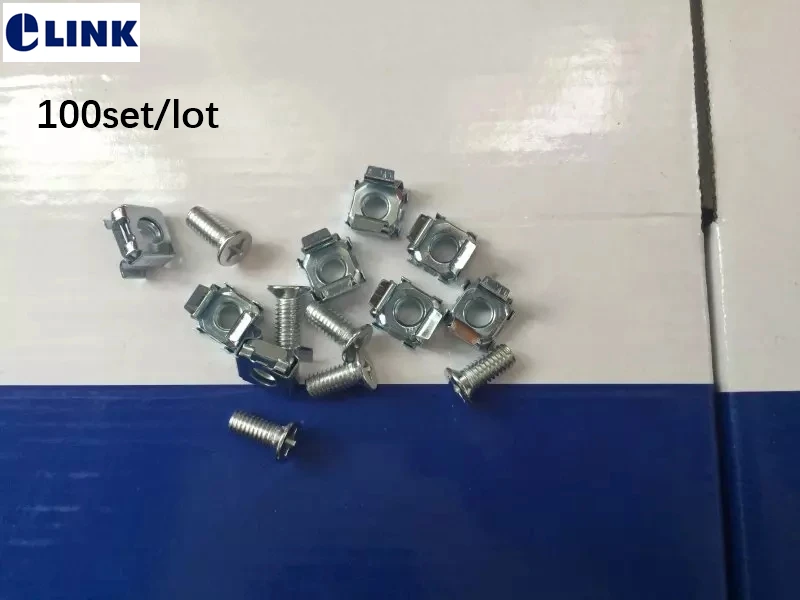 M6 screw&screw nut for ftth network cabinet standard rack screws high quality screw nuts M6 factroy ELINK 100set/lot