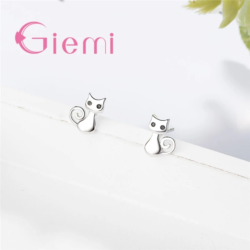 Factory Direct Sale Particular Animal Cat Cute Design 925 Silver Needle Jewelry Women Stud Earrings