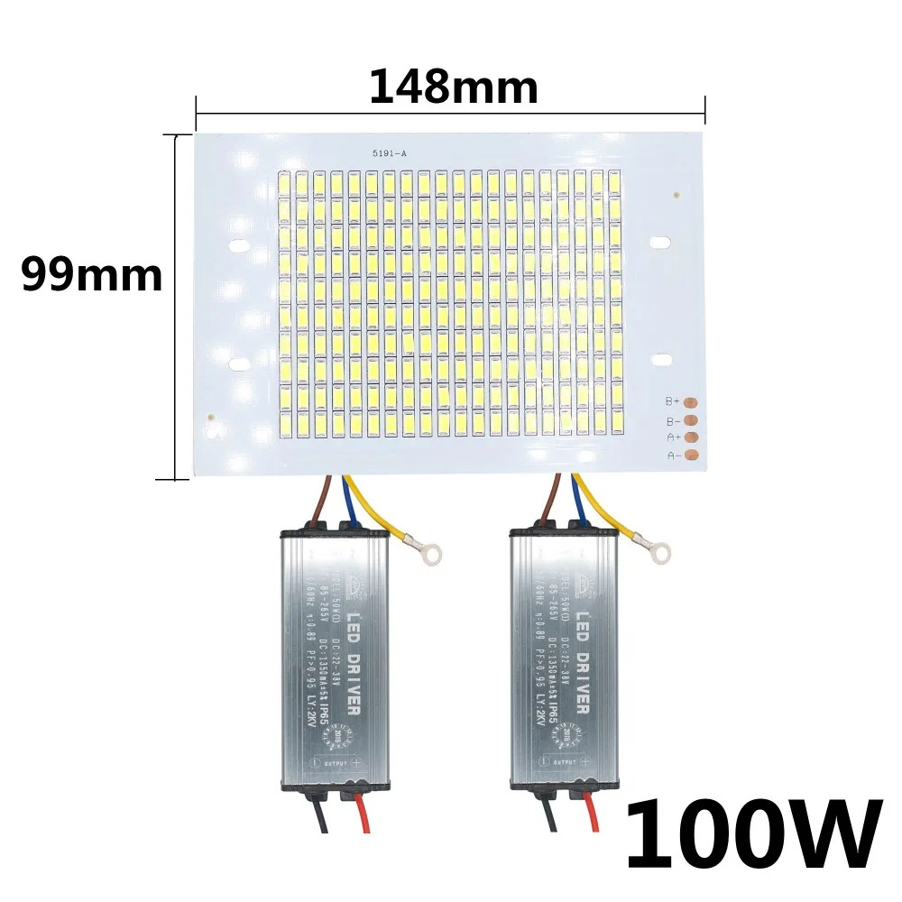 50W 100W 150W 200W LED SMD5730 Chip Lamp Bead With LED Driver High Power LED Floodlight 30-36V For Indoor Outdoor DIY PCB Kit