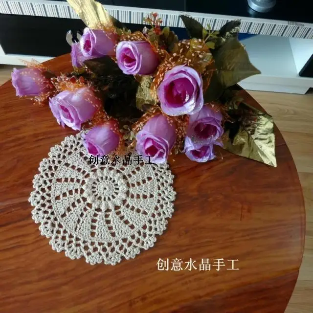 30 pic/lot high end luxury cotton knitted lace felt handmade doilies for home decor with 3D flower potholder coaster placemat