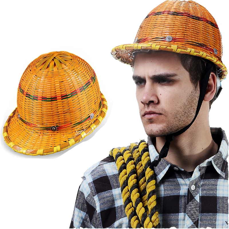 New Summer Sunshade Bamboo Work Safety Helmet Site Construction Ventilation Miner Construction Hat Male Woven Safety Helmet