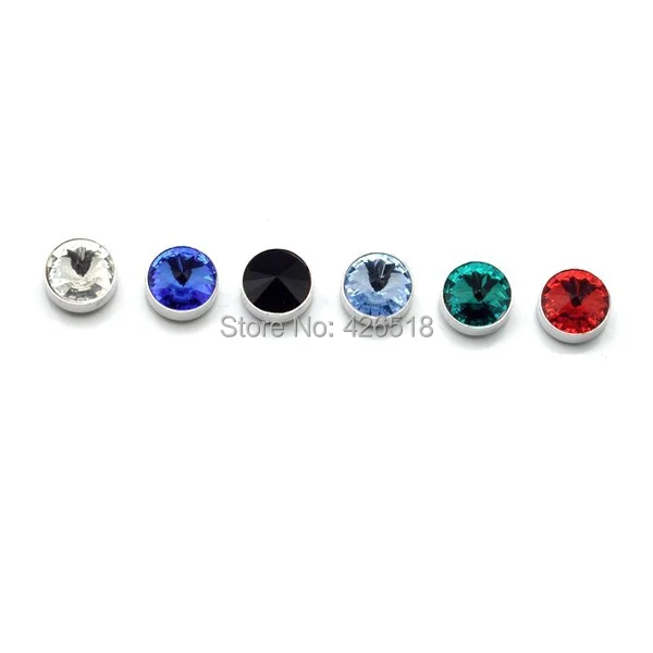 2PCS 9mm Diameter 6 colors Rivoli Stones Crystal Stainless Steel Men Women Stud Magnetic Earrings