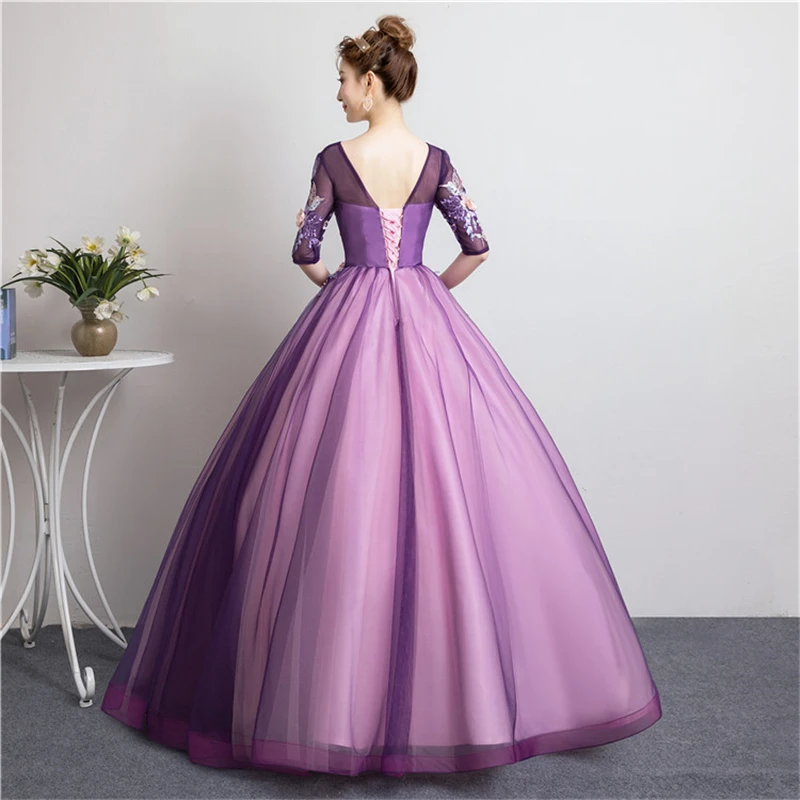 Elegant Ball Gown Pearls Embroidered Flowers Long Evening Dress Party Masquerade Solo Performance Host Dress Robe De Soiree 40